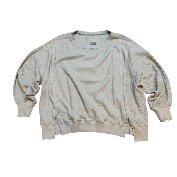 American Eagle This Feels Seriously Lived In Waffle Knit Oversized Crewneck Swea - Picture 1 of 5